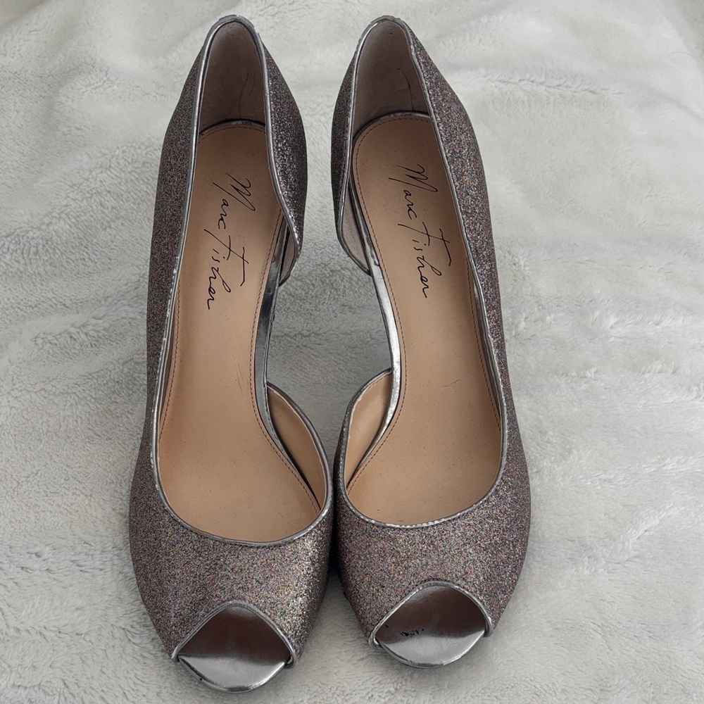 Marc Fisher Glitter Peep Toe Heels